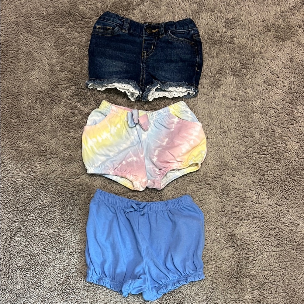 Baby Girls 12 Months Denim and Tie-Dye Shorts Set